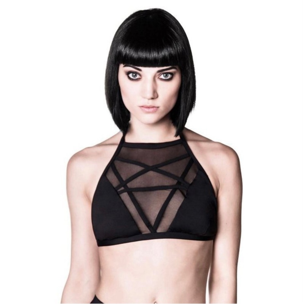 Killstar Hades Pentagram Bikini Top - Black - SMALL